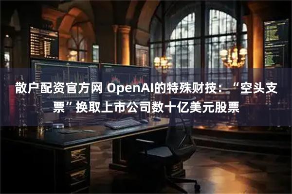 散户配资官方网 OpenAI的特殊财技：“空头支票”换取上市公司数十亿美元股票